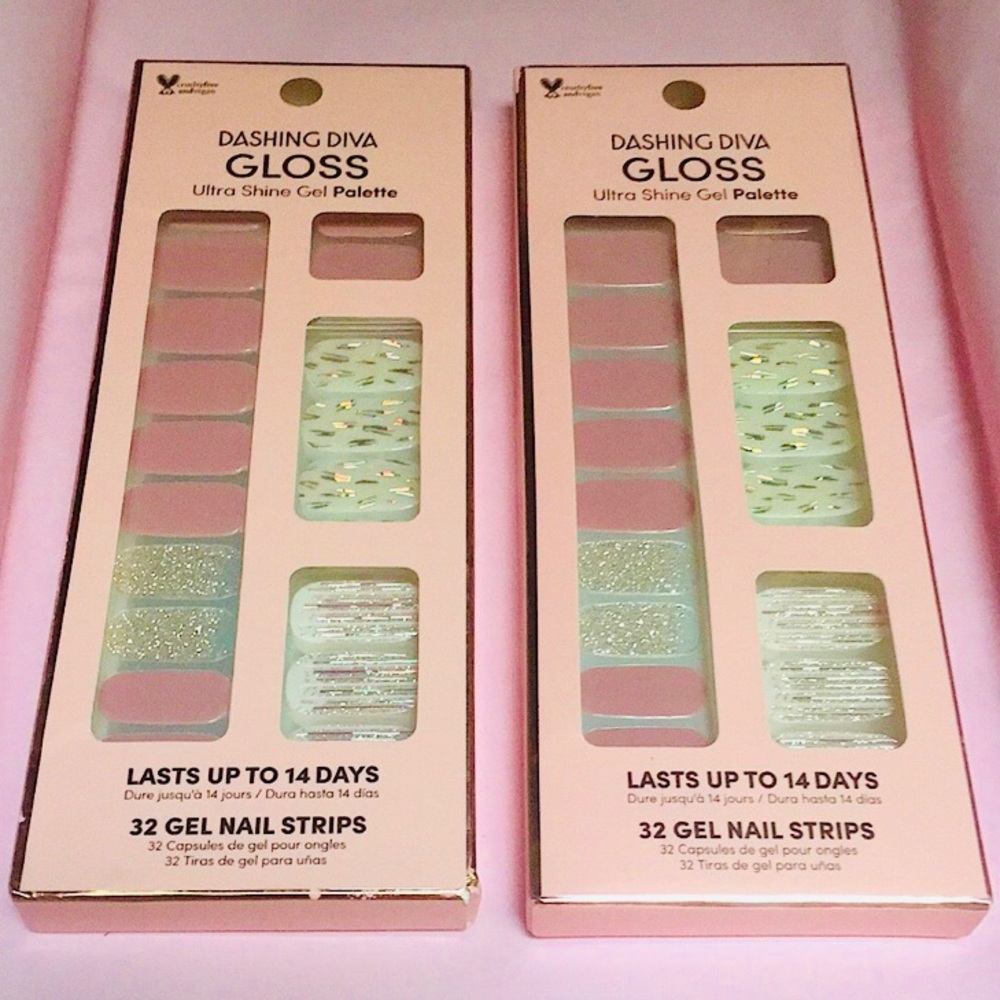 Dashing Diva Nail Gel Strips Gloss 2x Palette Ultra Shine with 32 each Host Pick